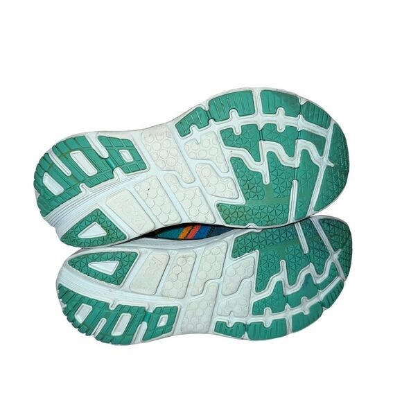 Hoka Bondi L Navy Suede Sneaker with Yellow Orange Teal Womens 13 men’s 12 main image 5